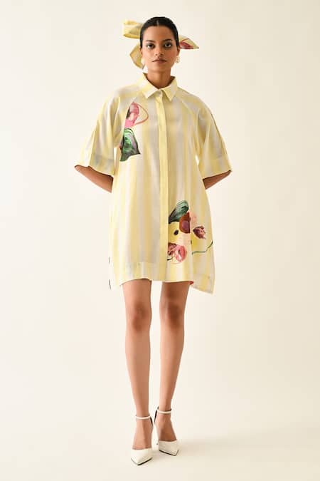 OFRIDA Bloomstripe A-Line Cotton Dress 