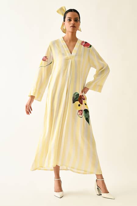 OFRIDA Bloomstripe A-Line Dress 