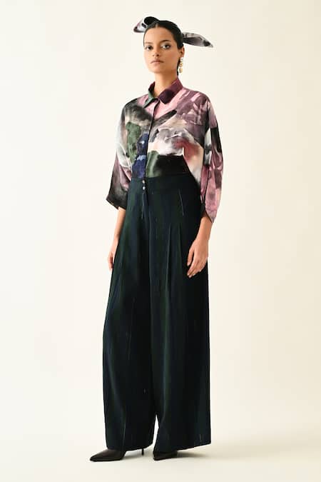 Buy_OFRIDA_Multi Color Cotton Collared Twilight Bloom Ae Printed Shirt Set 