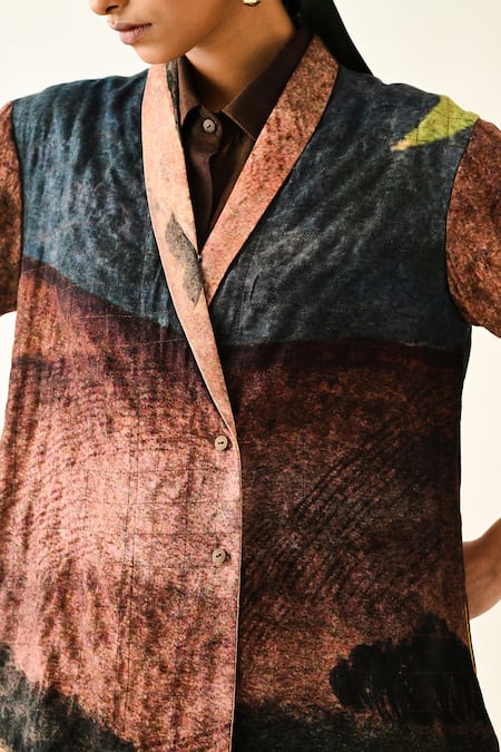 OFRIDA Blue Cotton Skyline Ofr Printed Jacket Set Online at Aza Fashions OFRIDA_Blue Cotton Skyline Ofr Printed Jacket Set _Online_at_Aza_Fashions