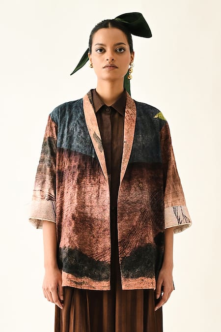 OFRIDA Blue Cotton Skyline Ofr Printed Jacket Set at Aza Fashions OFRIDA_Blue Cotton Skyline Ofr Printed Jacket Set _at_Aza_Fashions