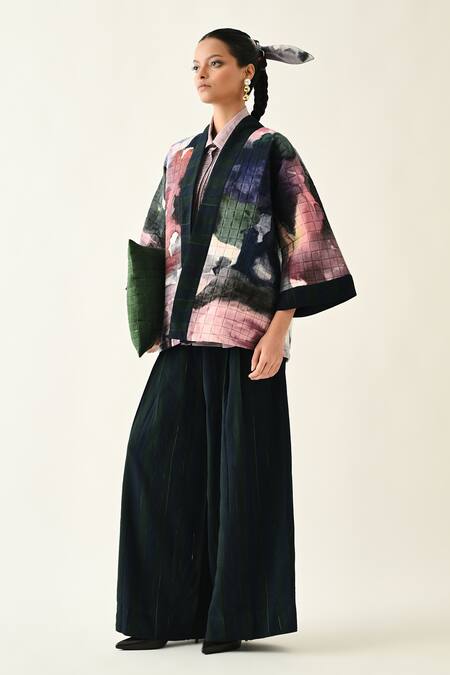 Shop_OFRIDA_Pink Cotton Collared Twilight Bloom Quilted Jacket Set _Online_at_Aza_Fashions