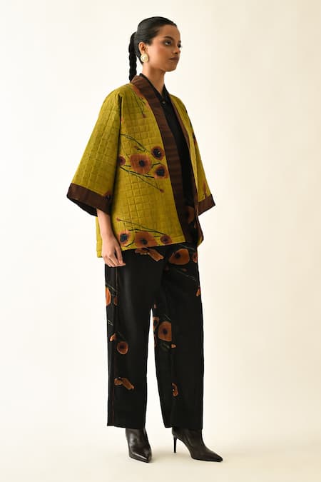 OFRIDA Solar Petal Printed Cotton Jacket Set with Shirt & Pant 