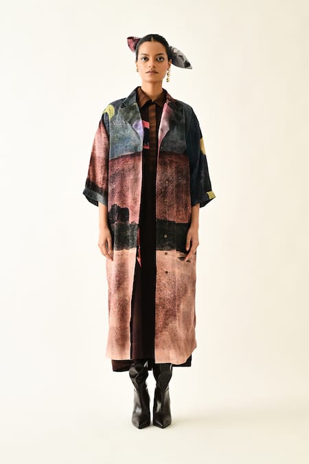 Buy_OFRIDA_Multi Color Cotton Collared Skyline Trench Dress 