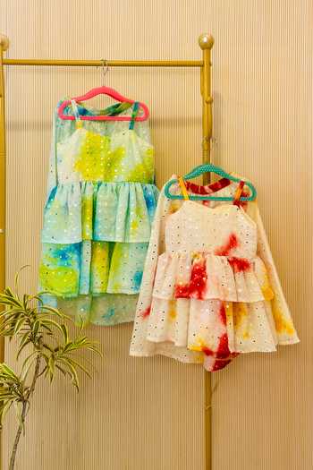 Buy_Rage Attire-Sweta Saria_Red Cotton, Muslin (mulmul) Mirrors, Foil Printing Batik Dyed Top Palazzo Set_Online_at_Aza_Fashions