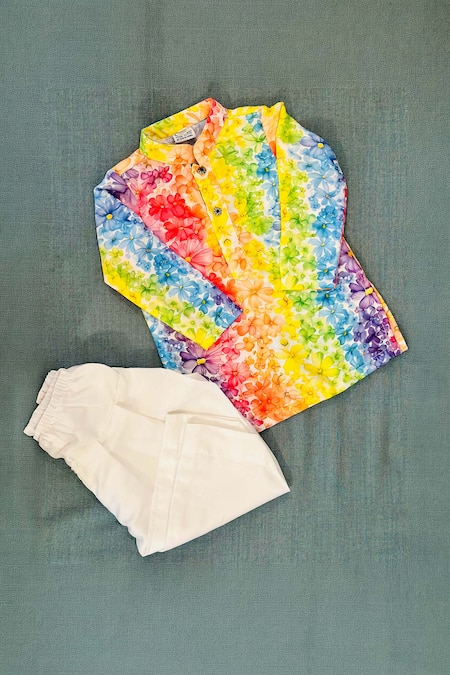 Shop_Rage Attire-Sweta Saria_Multi Color Cotton Spring Kurta Set _Online_at_Aza_Fashions