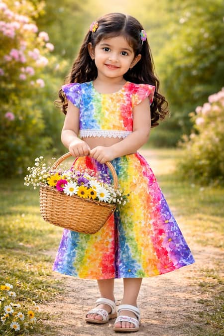 Rage Attire-Sweta Saria Spring Print Top Culottes Set 