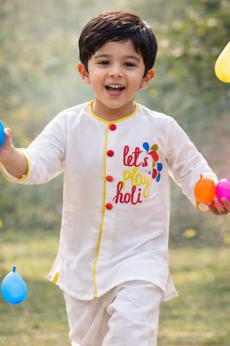 Rage Attire-Sweta Saria Lets Play Holi Embroidered Kurta Set 