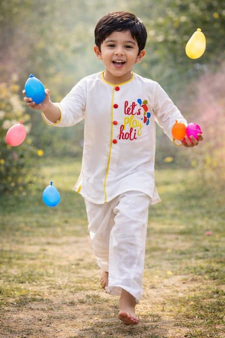 Rage Attire-Sweta Saria Lets Play Holi Embroidered Kurta Set 