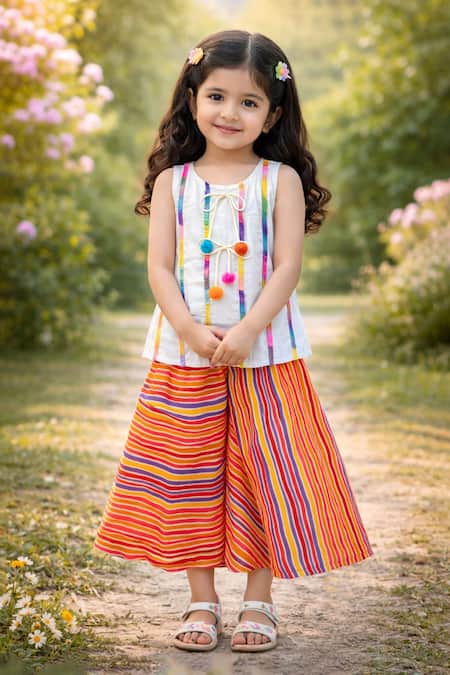 Rage Attire-Sweta Saria Rainbow Charm Top Palazzo Set 