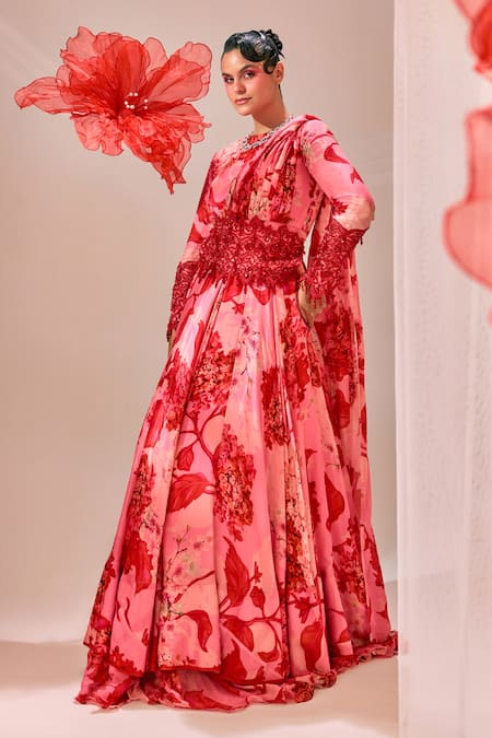 Sachkiran Bimbra Printed Anarkali With Belt 