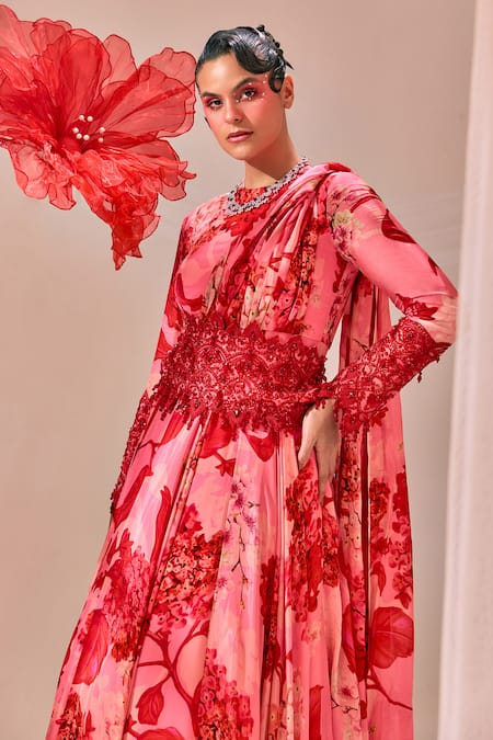 Sachkiran Bimbra Printed Anarkali With Belt 