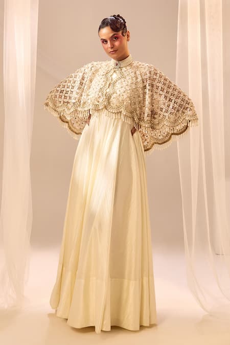 Sachkiran Bimbra Embroidered Cape With Gown 