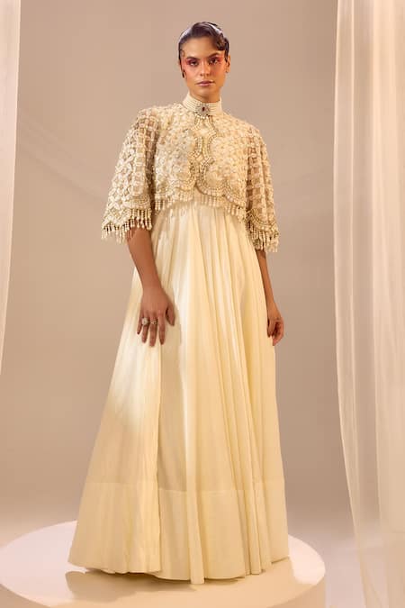 Sachkiran Bimbra Embroidered Cape With Gown 