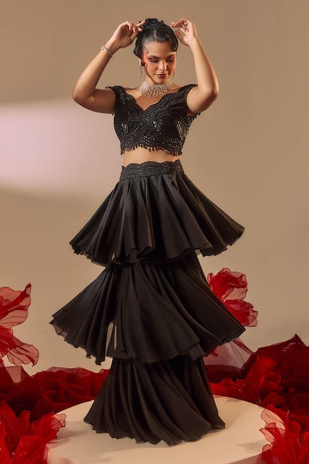 Sachkiran Bimbra Embroidered Blouse & Skirt Set 