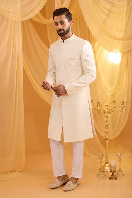 Spring Break Embroidered Dupion Silk Sherwani & Pant Set 