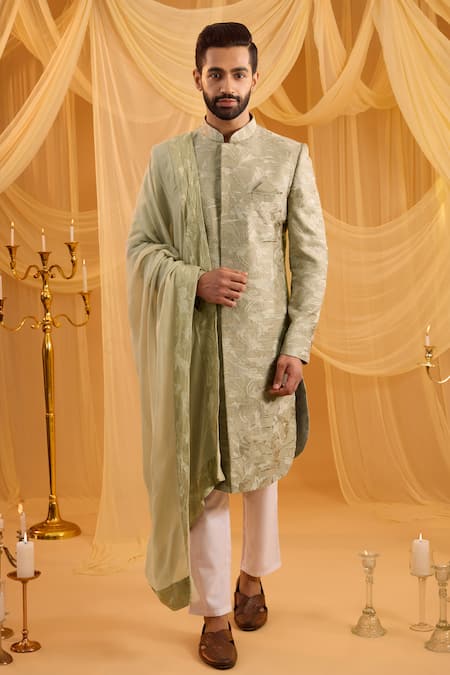 Spring Break Floral Embroidered Sherwani Set 