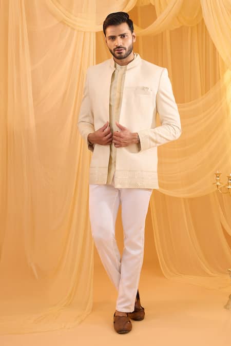 Spring Break Cream Embroidered Jacket Shirt Set 