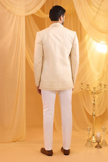 Spring Break Cream Embroidered Jacket Shirt Set 