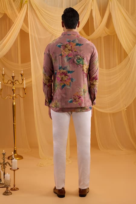 Spring Break Lilac Floral Print Bundi Kurta Set 