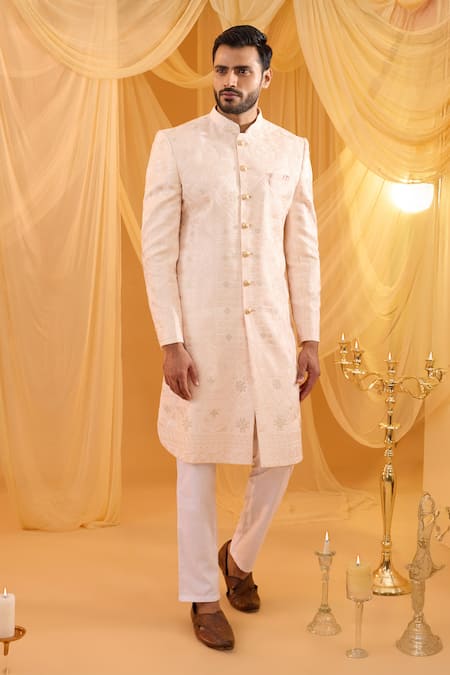 Spring Break Pink Lucknowi Embroidered Sherwani Set 