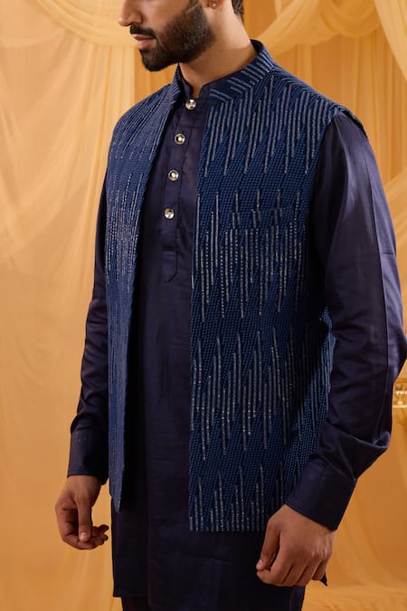 Spring Break Silver Georgette, Cotton Satin Sequins Embroidered Bundi Set Online at Aza Fashions Spring Break_Silver Georgette, Cotton Satin Sequins Embroidered Bundi Set _Online_at_Aza_Fashions