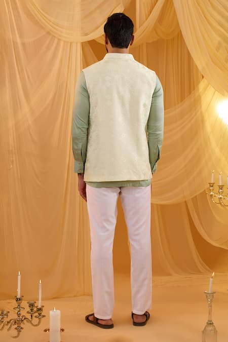 Spring Break Mint Green Embroidered Bundi Set 