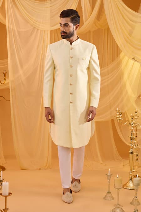 Spring Break Ivory Jacquard Sherwani Set 