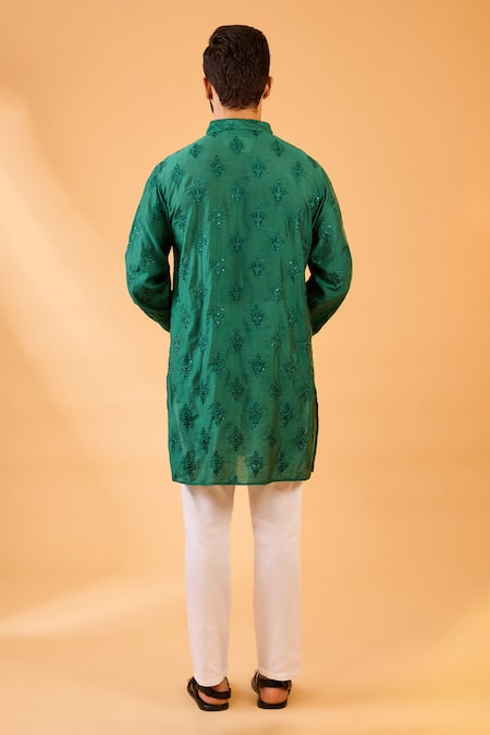 Spring Break Emerald Green Floral Embroidered Kurta Set 