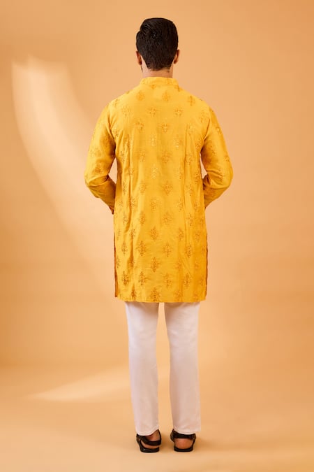 Spring Break Mustard Floral Embroidered Kurta Set 