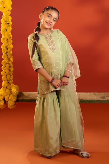 Petite Pomme Hand Work Kurta Sharara Set 