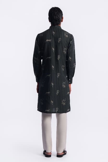 Balance by Rohit Bal Animal Print Striped Chanderi Kurta 