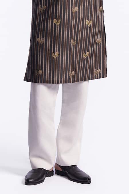 Balance by Rohit Bal_Grey Chanderi Printed Kurta _Online_at_Aza_Fashions