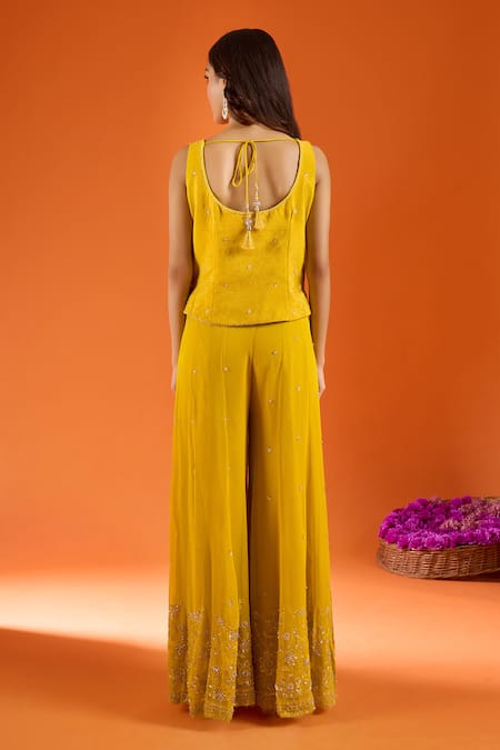 Samyukta Singhania Silk Embroidered Kurta Sharara Set 