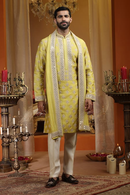 AUGUST by Swati Akash Jhunjhunwala Embroidered Dupion Silk Kurta Set 