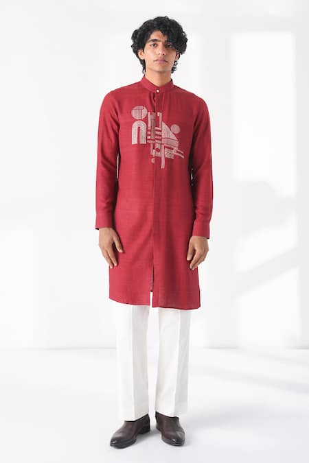 Dhruv Vaish Thread Embroidered Motif Kurta Set 