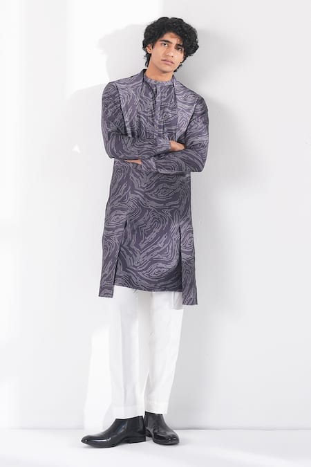 Dhruv Vaish Swirl Printed Kurta Set 