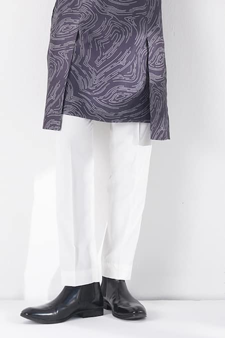 Dhruv Vaish_Purple Silk, Cotton, Chanderi Swirl Printed Kurta Set _at_Aza_Fashions