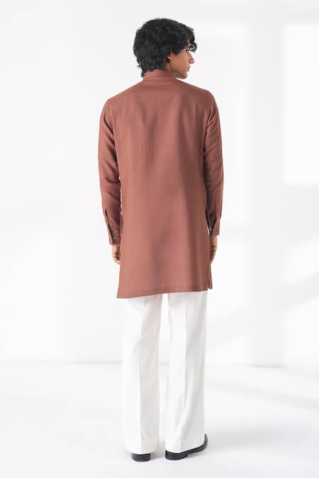 Dhruv Vaish Panel Detail Cotton Silk Kurta Set 