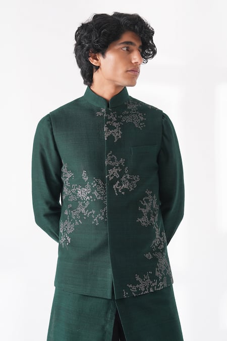 Dhruv Vaish Placement Embroidered Nehru Jacket 