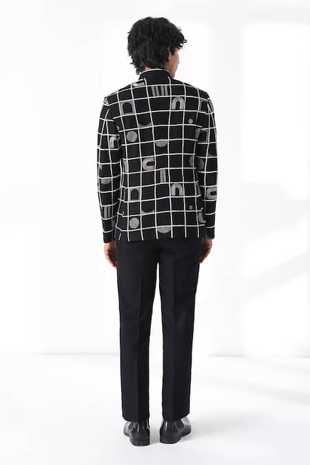 Dhruv Vaish Grid Motif Bandhgala 