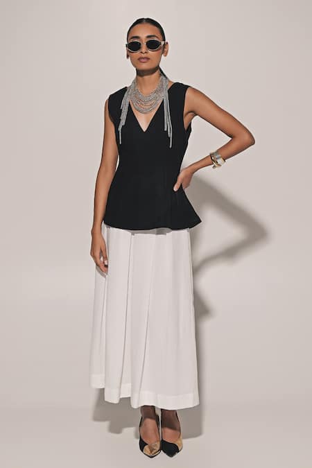 Kriti Bapna Blended Linen Top & Skirt Set 