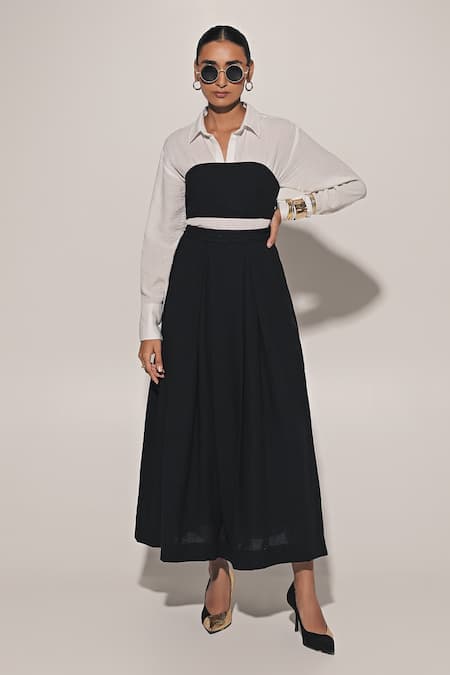 Kriti Bapna Blended Linen Shirt Skirt Set 