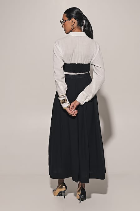 Kriti Bapna Blended Linen Shirt Skirt Set 