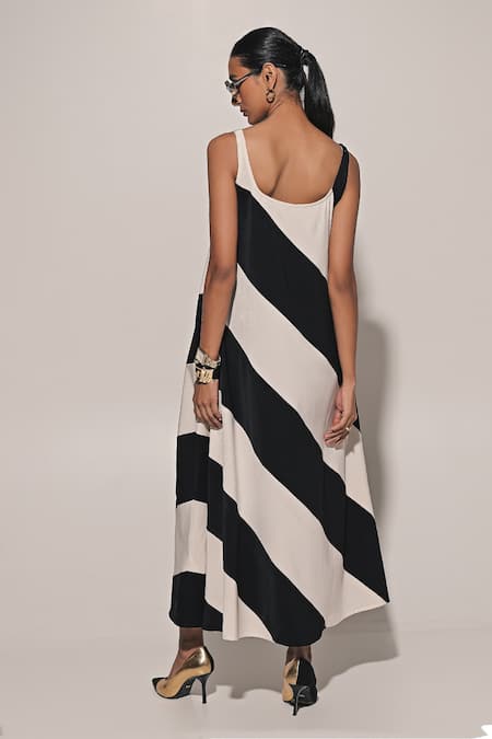 Kriti Bapna Striped Diagonal Maxi Dress 