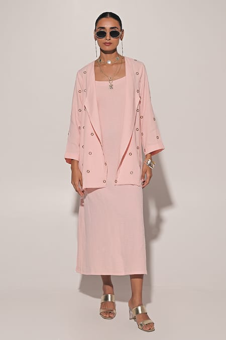 Kriti Bapna Blended Linen Dress & Overlay Set 