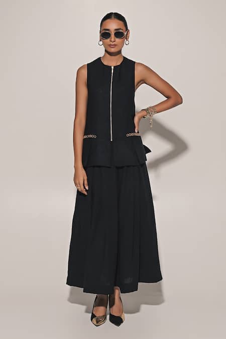 Kriti Bapna Blended Linen Jacket & Skirt Set 