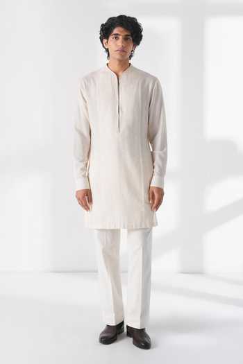 Buy Dhruv Vaish Ivory Silk Embroidery Front Open Pintuck Sherwani Set Online at Aza Fashions Buy_Dhruv Vaish_Ivory Silk Embroidery Front Open Pintuck Sherwani Set _Online_at_Aza_Fashions