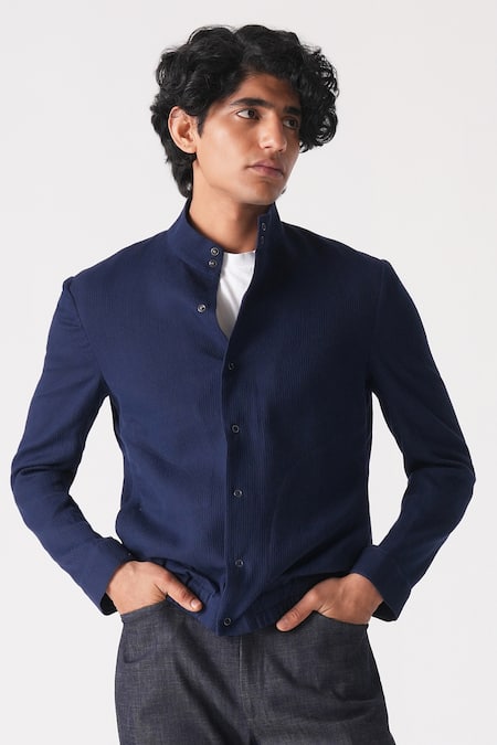 Dhruv Vaish Handloom Cotton Bomber Shacket 