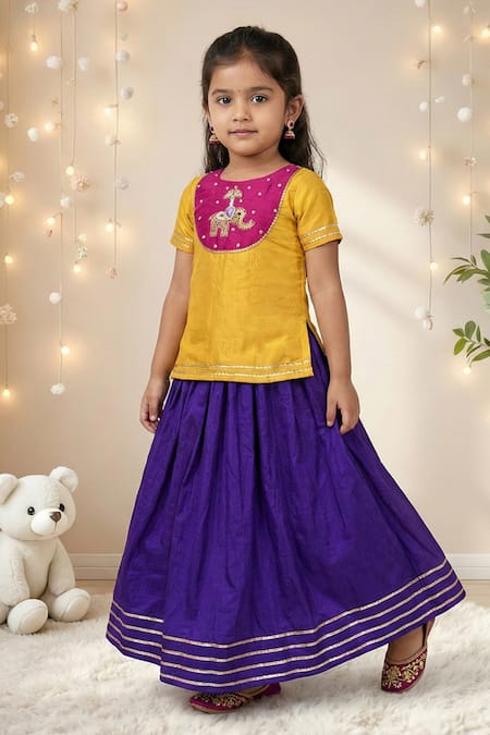 JILMIL DREAMWEAR Embroidered Yoke Top With Lehenga 